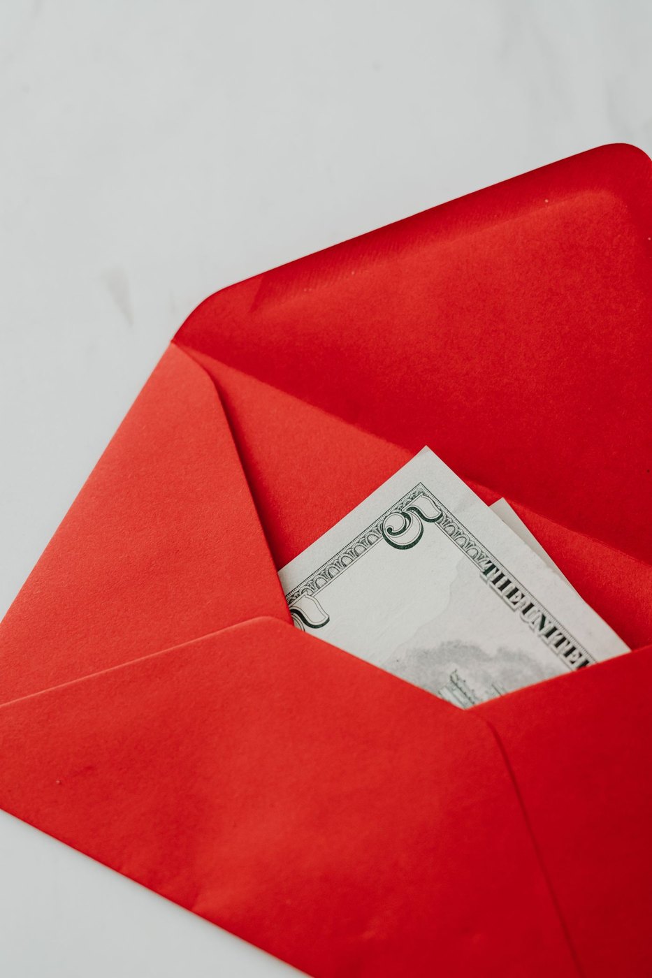 Banknotes organised inside an envelope