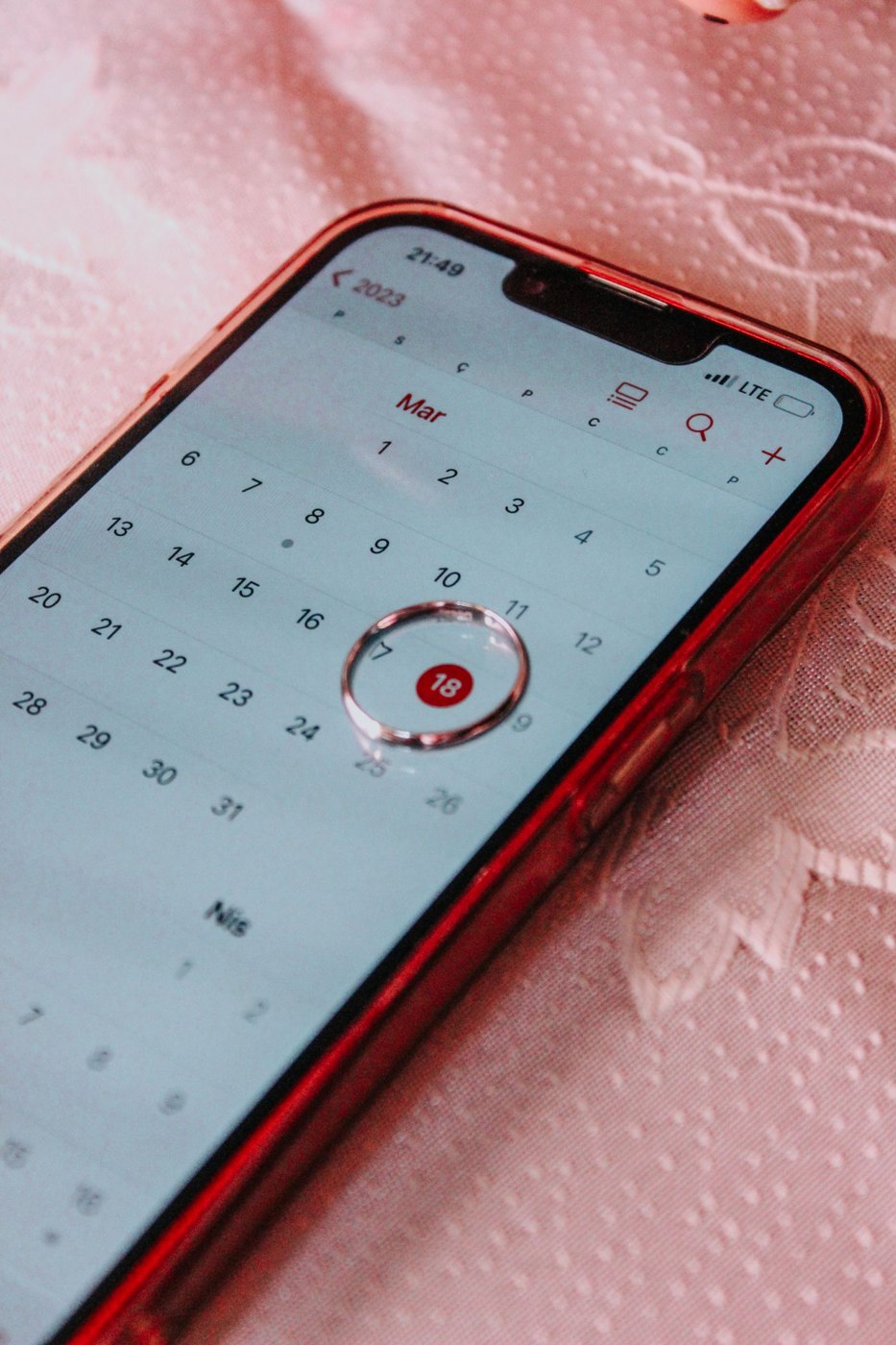 A date marked on a calendar