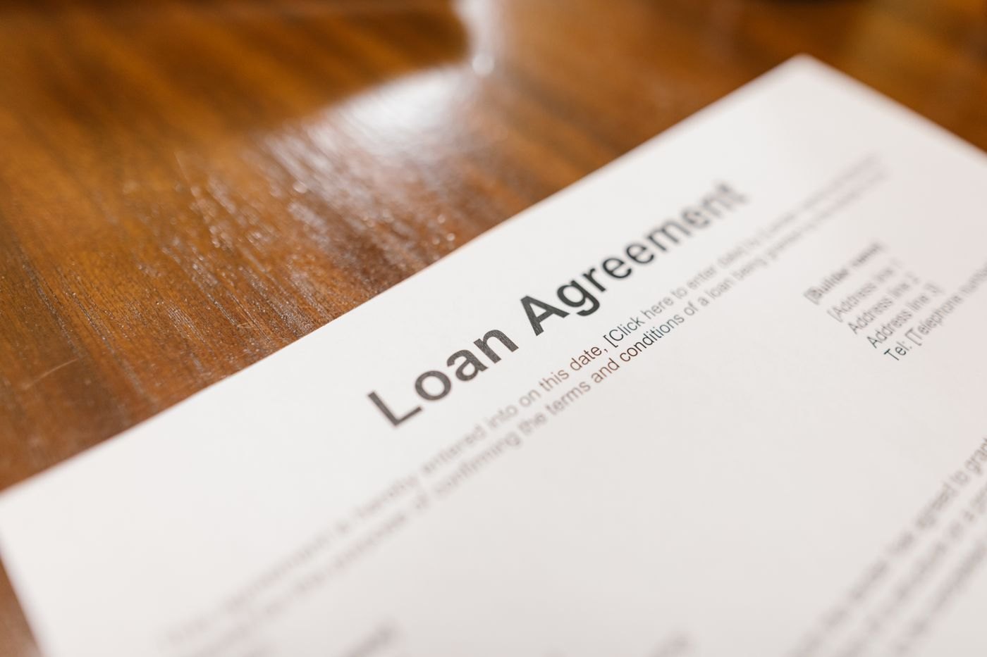Close view of an agreement printed on paper